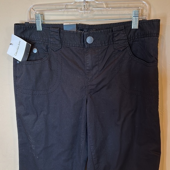 NWT Calvin Klein Black twill crop pants Womens Sz 10 - Picture 4 of 7